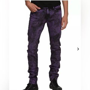RUDE Purple Acid Wash Skinny Jeans Stretch Denim Emo Y2K Hot Topic